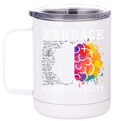 Embrace Neurodiversity Autism Adhd Asd Rainbow Brain Gift 12 oz Stainless Steel Tumbler Cup