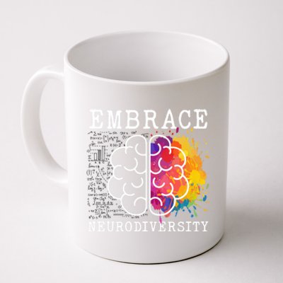 Embrace Neurodiversity Autism Adhd Asd Rainbow Brain Gift Coffee Mug