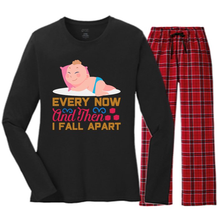 Every Now And Then I Fall Apart Women's Long Sleeve Flannel Pajama Set 