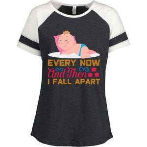 Every Now And Then I Fall Apart Enza Ladies Jersey Colorblock Tee