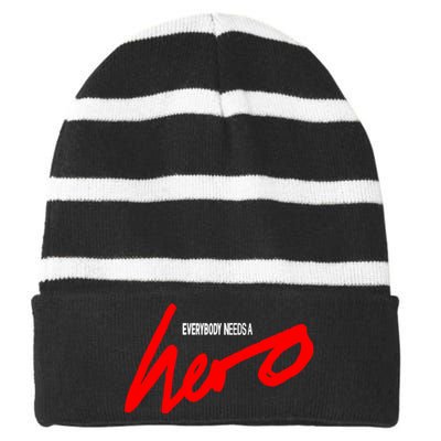 Everybody Needs A Hero Album Striped Beanie with Solid Band