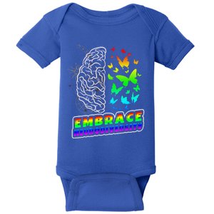 Embrace Neurodiversity Autism Adhd Asd Rainbow Brain Cool Gift Baby Bodysuit