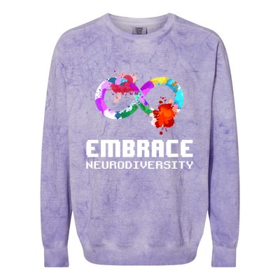 Embrace Neurodiversity Autism Adhd Asd Rainbow Brain Gift Colorblast Crewneck Sweatshirt