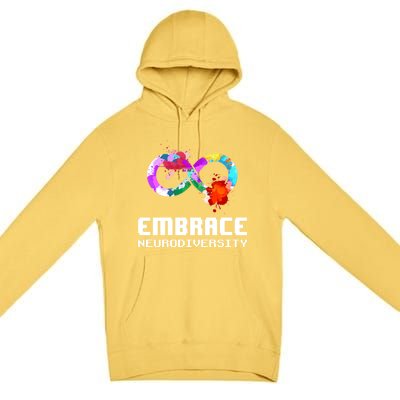 Embrace Neurodiversity Autism Adhd Asd Rainbow Brain Gift Premium Pullover Hoodie