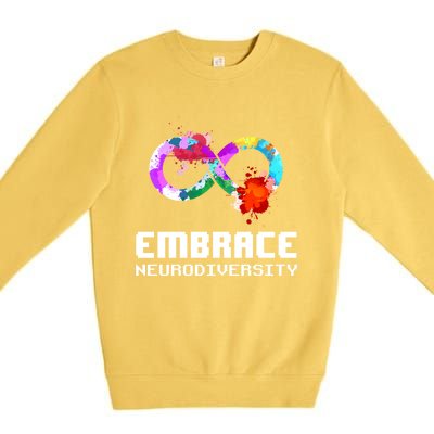 Embrace Neurodiversity Autism Adhd Asd Rainbow Brain Gift Premium Crewneck Sweatshirt