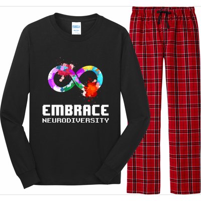 Embrace Neurodiversity Autism Adhd Asd Rainbow Brain Gift Long Sleeve Pajama Set