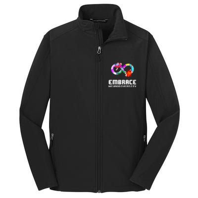 Embrace Neurodiversity Autism Adhd Asd Rainbow Brain Gift Core Soft Shell Jacket