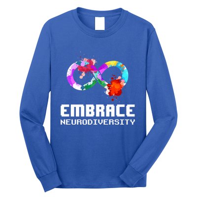 Embrace Neurodiversity Autism Adhd Asd Rainbow Brain Gift Long Sleeve Shirt