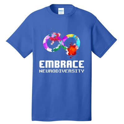 Embrace Neurodiversity Autism Adhd Asd Rainbow Brain Gift Tall T-Shirt