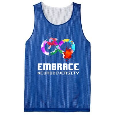 Embrace Neurodiversity Autism Adhd Asd Rainbow Brain Gift Mesh Reversible Basketball Jersey Tank