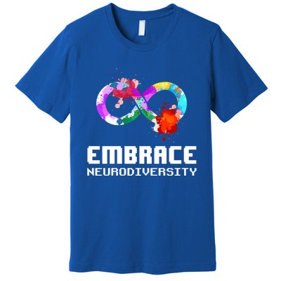 Embrace Neurodiversity Autism Adhd Asd Rainbow Brain Gift Premium T-Shirt