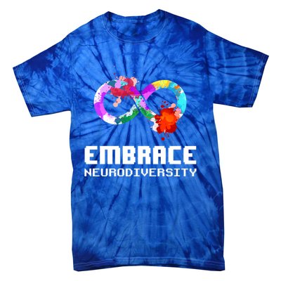 Embrace Neurodiversity Autism Adhd Asd Rainbow Brain Gift Tie-Dye T-Shirt