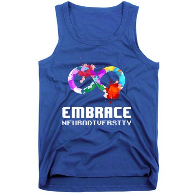 Embrace Neurodiversity Autism Adhd Asd Rainbow Brain Gift Tank Top