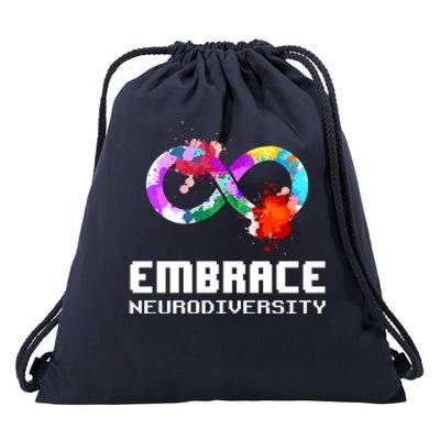 Embrace Neurodiversity Autism Adhd Asd Rainbow Brain Gift Drawstring Bag