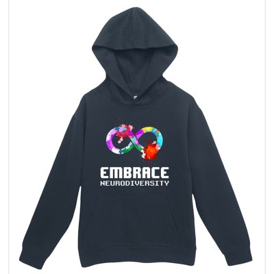 Embrace Neurodiversity Autism Adhd Asd Rainbow Brain Gift Urban Pullover Hoodie