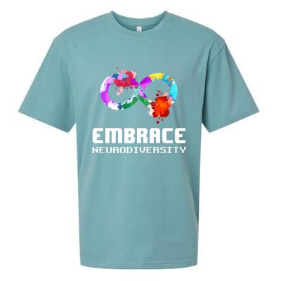 Embrace Neurodiversity Autism Adhd Asd Rainbow Brain Gift Sueded Cloud Jersey T-Shirt