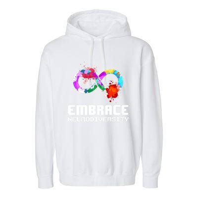 Embrace Neurodiversity Autism Adhd Asd Rainbow Brain Gift Garment-Dyed Fleece Hoodie