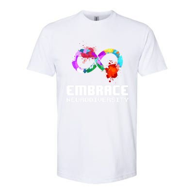 Embrace Neurodiversity Autism Adhd Asd Rainbow Brain Gift Softstyle CVC T-Shirt