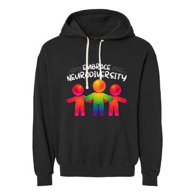 Embrace Neurodiversity Autism Neurodivergent Awareness Garment-Dyed Fleece Hoodie
