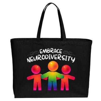 Embrace Neurodiversity Autism Neurodivergent Awareness Cotton Canvas Jumbo Tote