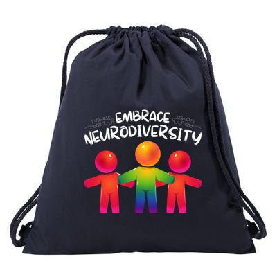 Embrace Neurodiversity Autism Neurodivergent Awareness Drawstring Bag