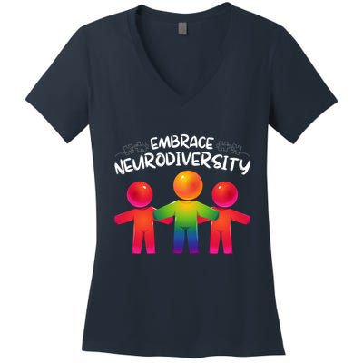 Embrace Neurodiversity Autism Neurodivergent Awareness Women's V-Neck T-Shirt