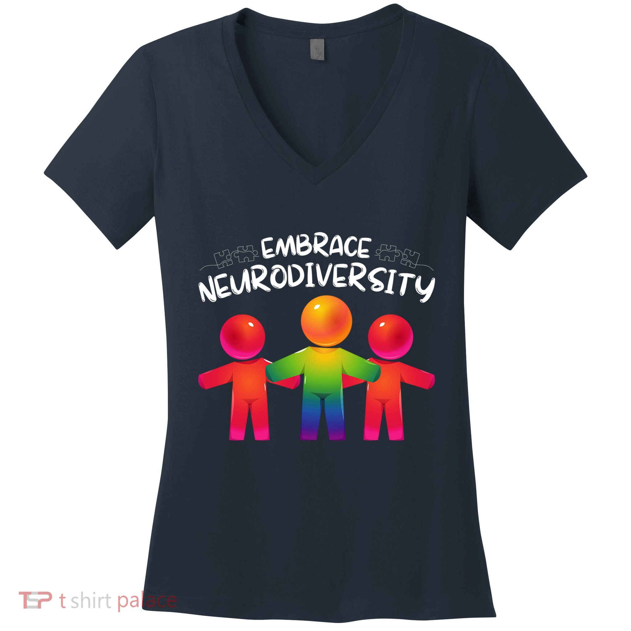 Embrace Neurodiversity Autism Neurodivergent Awareness Women's V-Neck T-Shirt