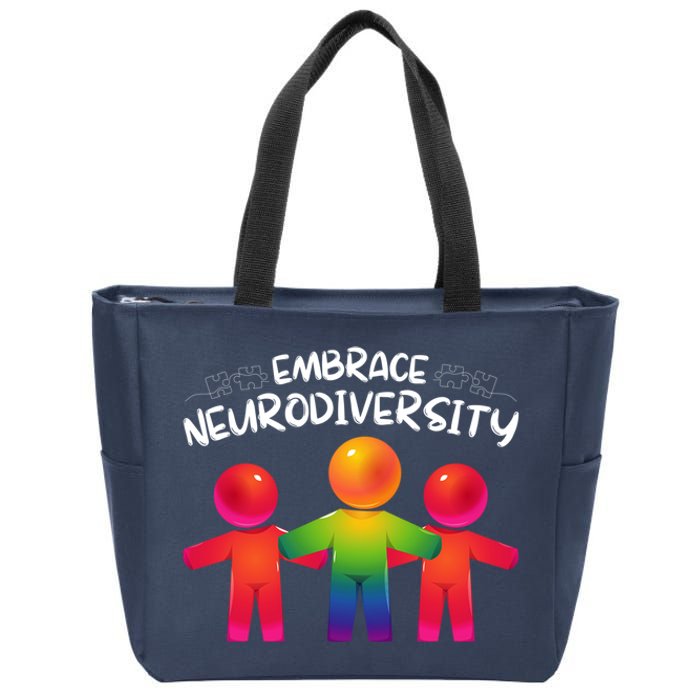 Embrace Neurodiversity Autism Neurodivergent Awareness Zip Tote Bag