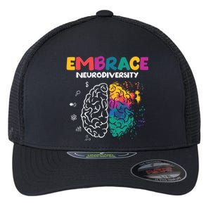 Embrace Neurodiversity Autism Adhd Asd Rainbow Brain Great Gift Flexfit Unipanel Trucker Cap