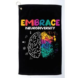 Embrace Neurodiversity Autism Adhd Asd Rainbow Brain Great Gift Platinum Collection Golf Towel