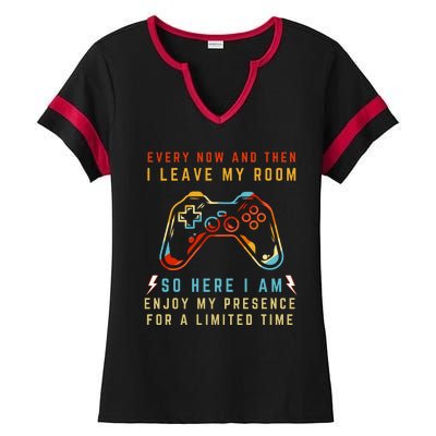 Every Now And Then I Leave My Room Funny Gaming Gamer Gift Ladies Halftime Notch Neck Tee