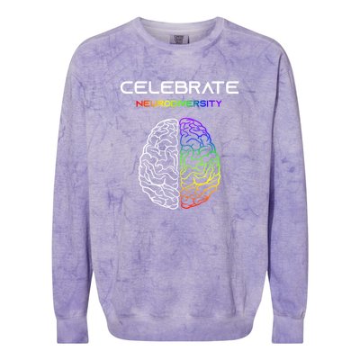 Embrace Neurodiversity Autism Adhd Asd Rainbow Brain Gift Colorblast Crewneck Sweatshirt