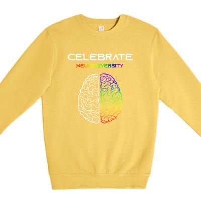 Embrace Neurodiversity Autism Adhd Asd Rainbow Brain Gift Premium Crewneck Sweatshirt