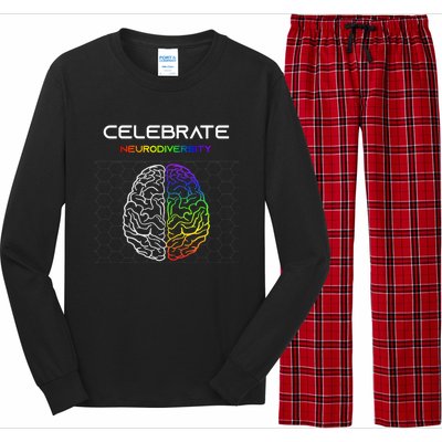 Embrace Neurodiversity Autism Adhd Asd Rainbow Brain Gift Long Sleeve Pajama Set