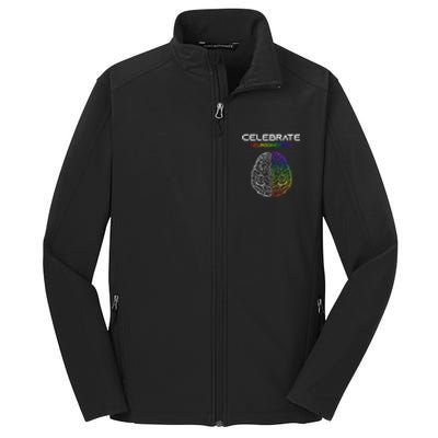 Embrace Neurodiversity Autism Adhd Asd Rainbow Brain Gift Core Soft Shell Jacket