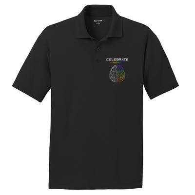 Embrace Neurodiversity Autism Adhd Asd Rainbow Brain Gift PosiCharge RacerMesh Polo