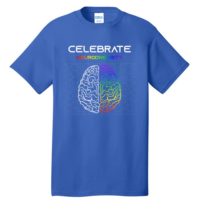 Embrace Neurodiversity Autism Adhd Asd Rainbow Brain Gift Tall T-Shirt