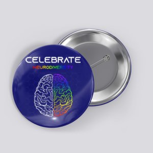 Embrace Neurodiversity Autism Adhd Asd Rainbow Brain Gift Button