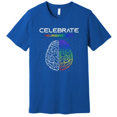 Embrace Neurodiversity Autism Adhd Asd Rainbow Brain Gift Premium T-Shirt