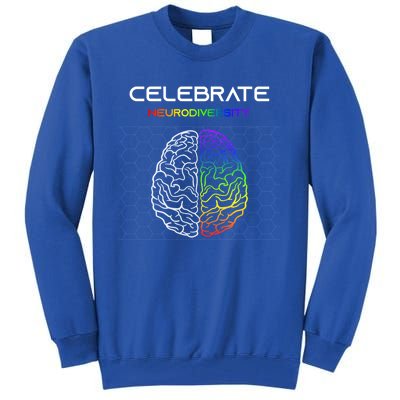 Embrace Neurodiversity Autism Adhd Asd Rainbow Brain Gift Tall Sweatshirt