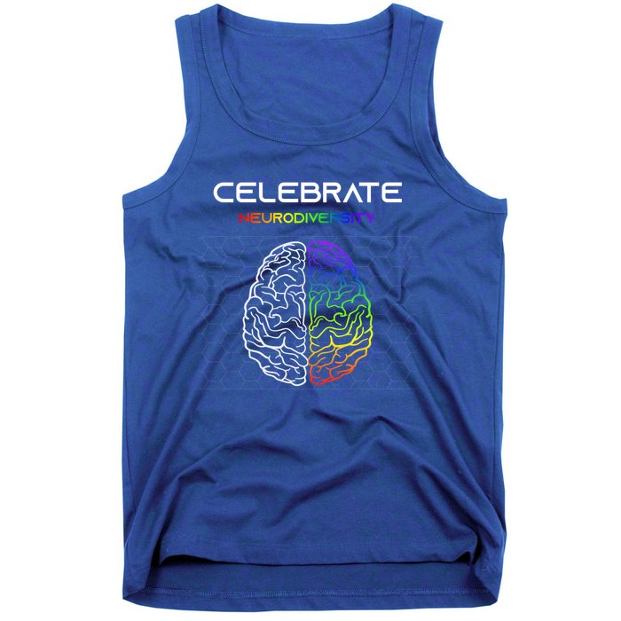 Embrace Neurodiversity Autism Adhd Asd Rainbow Brain Gift Tank Top