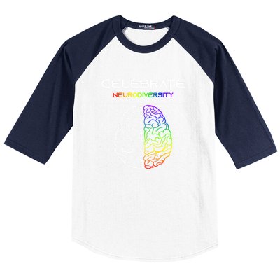 Embrace Neurodiversity Autism Adhd Asd Rainbow Brain Gift Baseball Sleeve Shirt