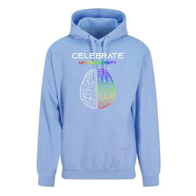 Embrace Neurodiversity Autism Adhd Asd Rainbow Brain Gift Unisex Surf Hoodie