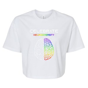 Embrace Neurodiversity Autism Adhd Asd Rainbow Brain Gift Bella+Canvas Jersey Crop Tee