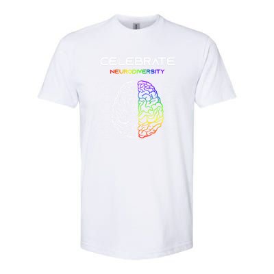 Embrace Neurodiversity Autism Adhd Asd Rainbow Brain Gift Softstyle CVC T-Shirt