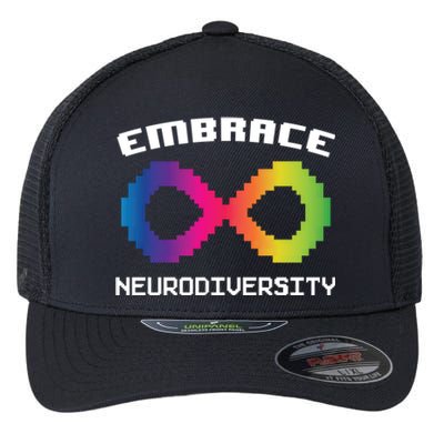 Embrace Neurodiversity Autism Adhd Asd Rainbow Brain Gift Flexfit Unipanel Trucker Cap