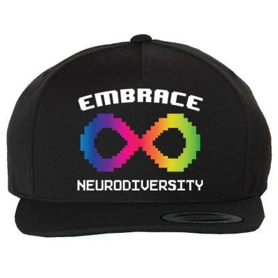 Embrace Neurodiversity Autism Adhd Asd Rainbow Brain Gift Wool Snapback Cap