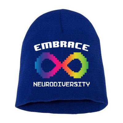 Embrace Neurodiversity Autism Adhd Asd Rainbow Brain Gift Short Acrylic Beanie