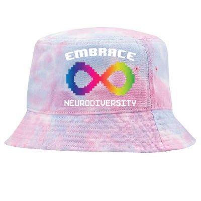 Embrace Neurodiversity Autism Adhd Asd Rainbow Brain Gift Tie-Dyed Bucket Hat