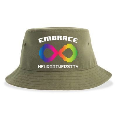 Embrace Neurodiversity Autism Adhd Asd Rainbow Brain Gift Sustainable Bucket Hat